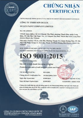 chứng chỉ ISO 9001:2015